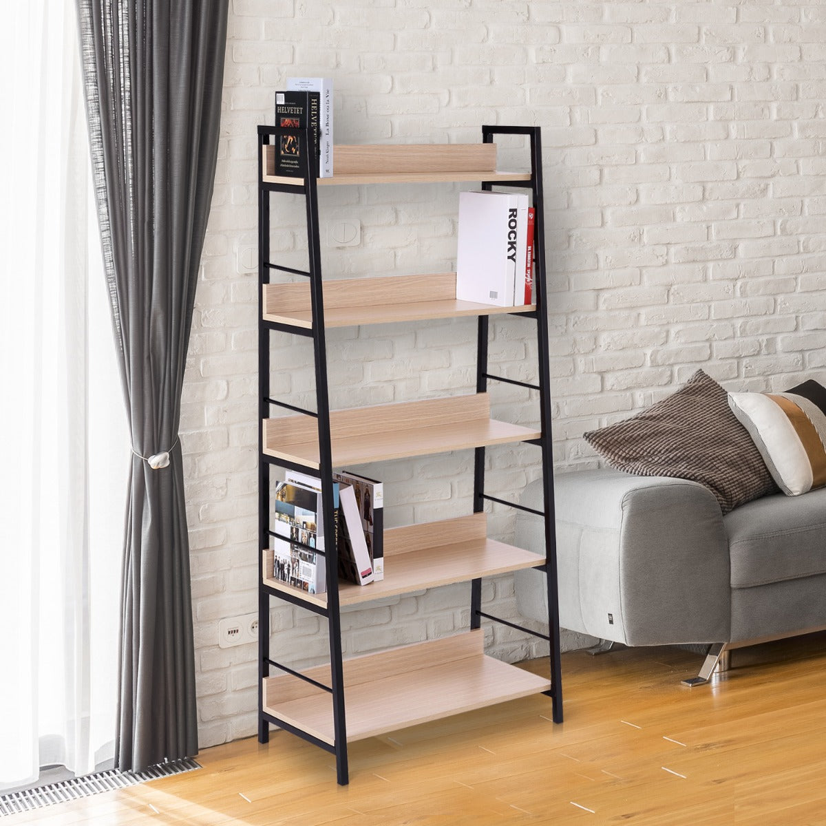 Wood Bookcase 5-Tier Wide Bookshelf - Shop Luxurious57