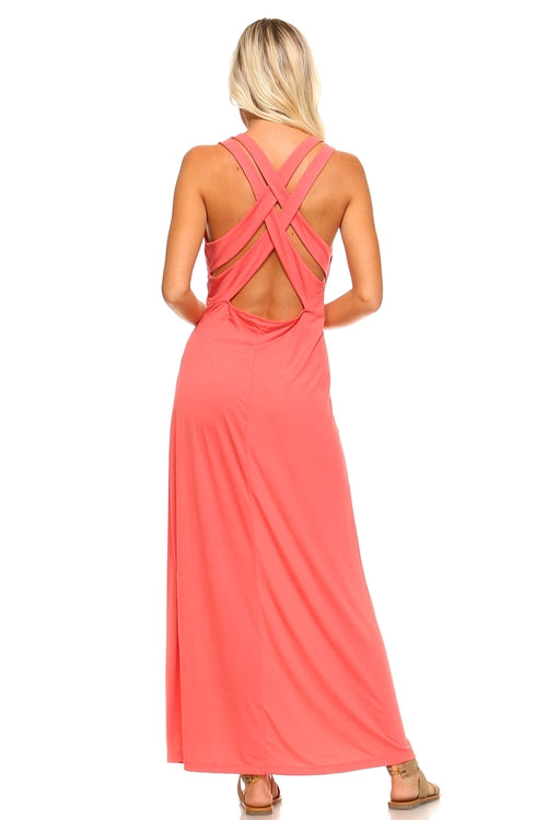 Maxi Dress with Cross Back Straps - Shop Luxurious57