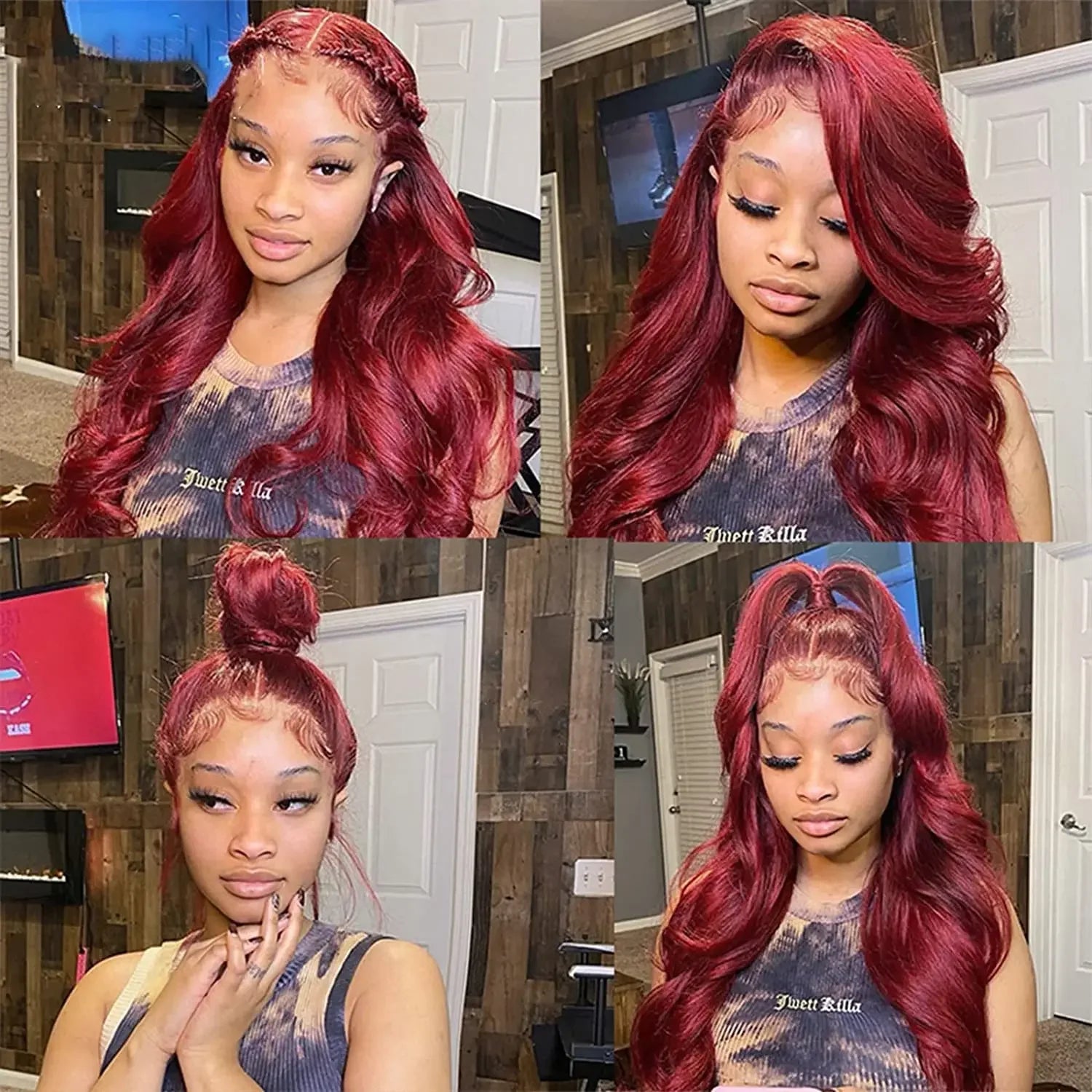 Burgundy Lace Front Wig Human Hair