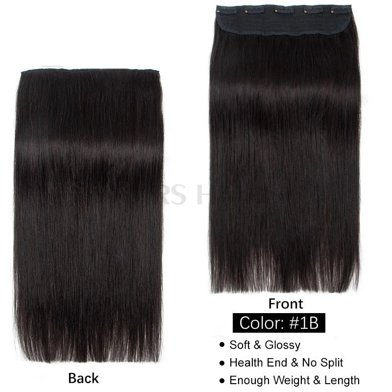 One Piece Natural Hair Extensions Straight Clip