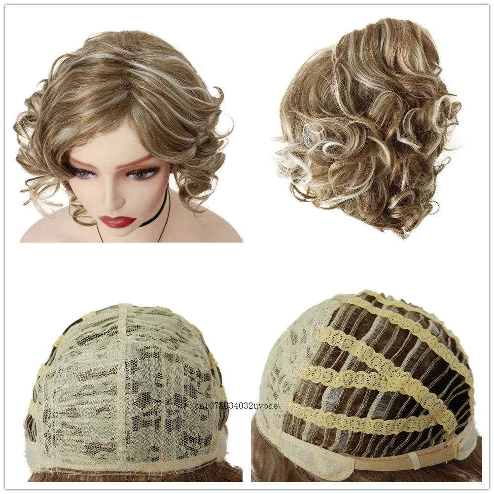 Mix Blonde Wig Short Curly Hair