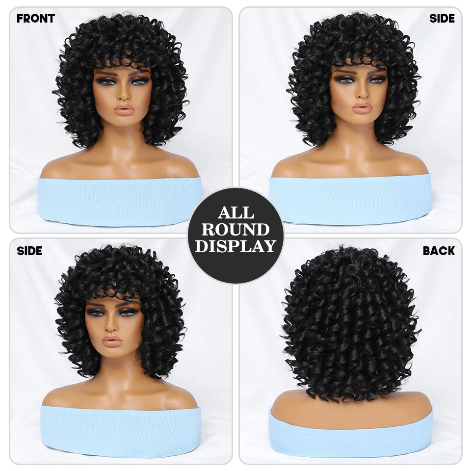 14inch Short Hair Afro Kinky Curly Wig
