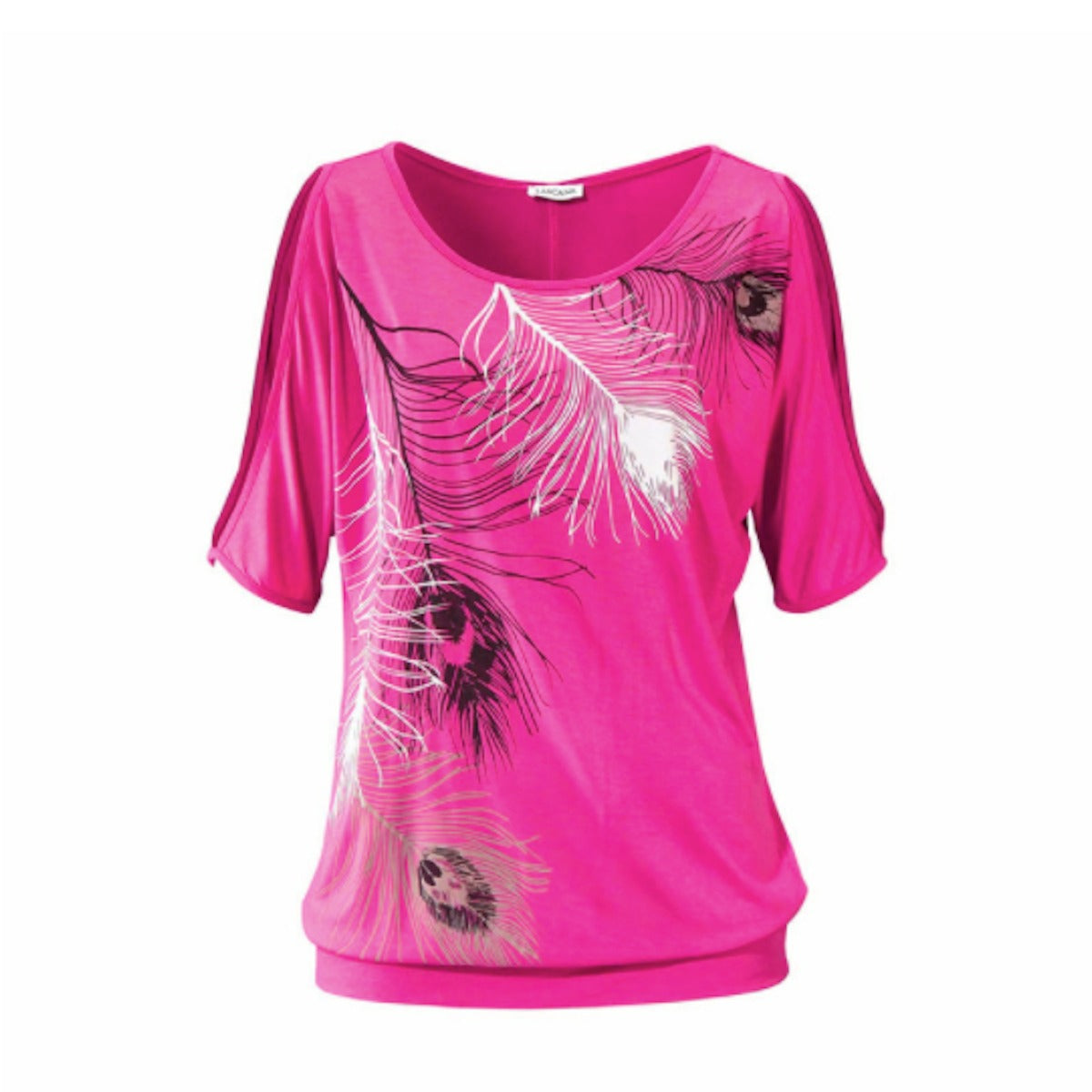 Casual T Shirt with Feather Print - Shop Luxurious57