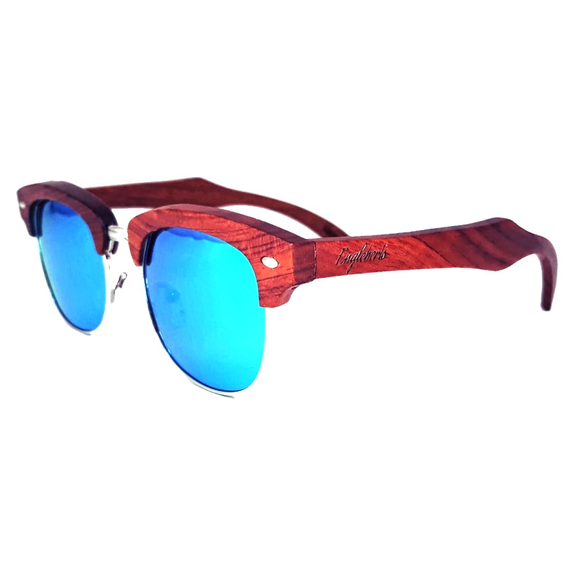 100% Real Brazilian Pear Wood Sunglasses With Ice Blue Lenses and - Shop Luxurious57